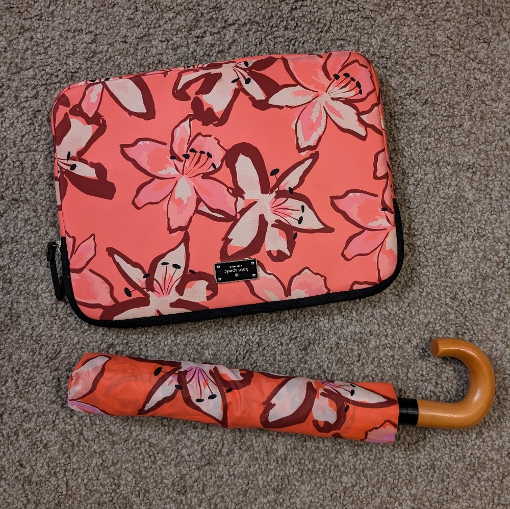 Kate Spade New York Floral Pink Laptop Case & Umbrella